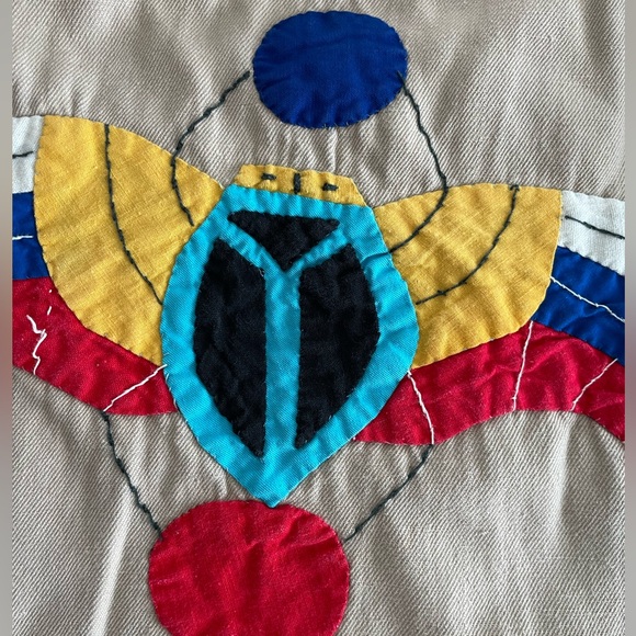 VINTAGE Quilted Egyptian Motif Kaftan - Picture 4 of 6